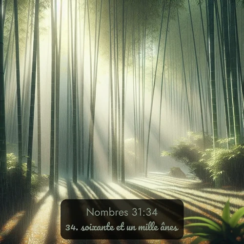 Segond Nombres  ; image nature: image avec le verset biblique :soixante et un mille ânes, ;  ; 31:34