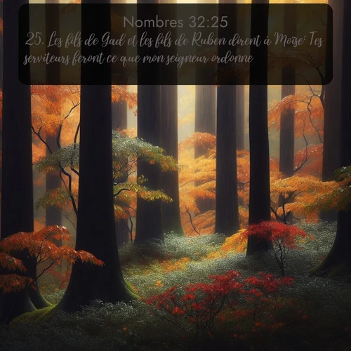 Segond Nombres  ; image nature: image avec le verset biblique :Les fils de Gad et les fils de Ruben dirent à Moïse: Tes serviteurs feront ce que mon seigneur ordonne. ;  ; 32:25