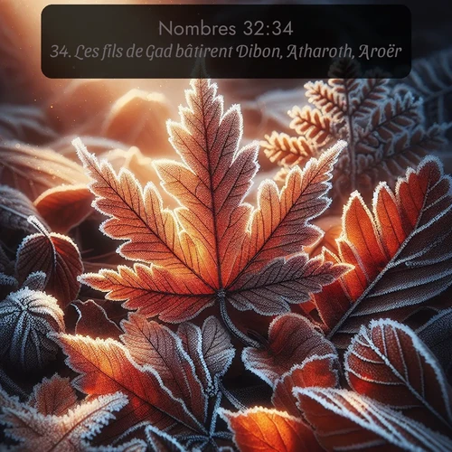 Segond Nombres  ; image nature: image avec le verset biblique :Les fils de Gad bâtirent Dibon, Atharoth, Aroër, ;  ; 32:34