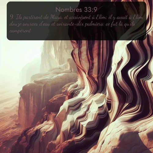 Segond Nombres  ; image nature: image avec le verset biblique :Ils partirent de Mara, et arrivèrent à Elim; il y avait à Elim douze sources d&#039;eau et soixante-dix palmiers: ce fut là qu&#039;ils campèrent. ;  ; 33:9
