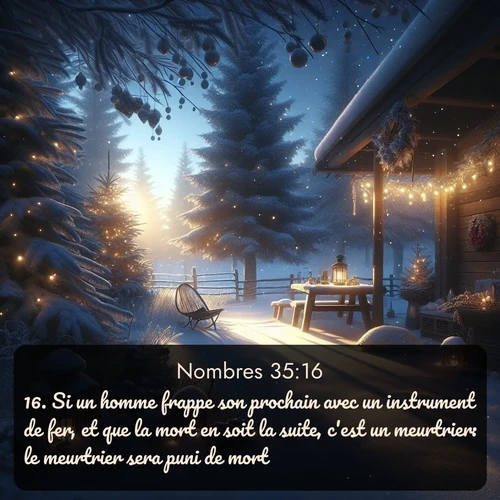 Segond Nombres  ; image nature: image avec le verset biblique :Si un homme frappe son prochain avec un instrument de fer, et que la mort en soit la suite, c&#039;est un meurtrier: le meurtrier sera puni de mort. ;  ; 35:16