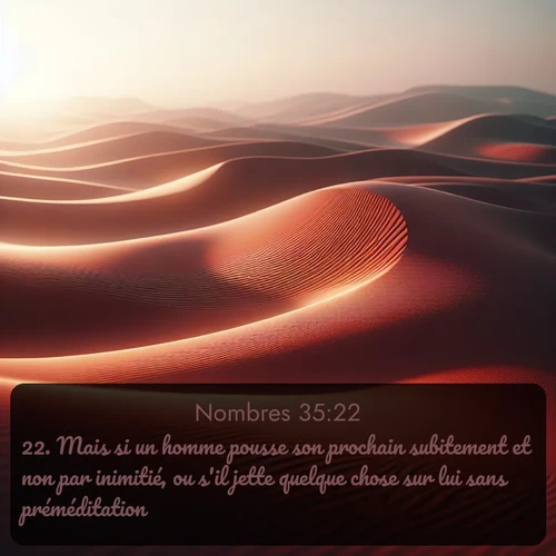Segond Nombres  ; image nature: image avec le verset biblique :Mais si un homme pousse son prochain subitement et non par inimitié, ou s&#039;il jette quelque chose sur lui sans préméditation, ;  ; 35:22