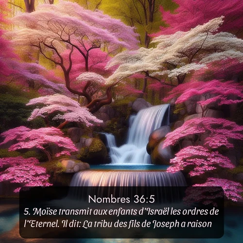 Segond Nombres  ; image nature: image avec le verset biblique :Moïse transmit aux enfants d&#039;Israël les ordres de l&#039;Eternel. Il dit: La tribu des fils de Joseph a raison. ;  ; 36:5