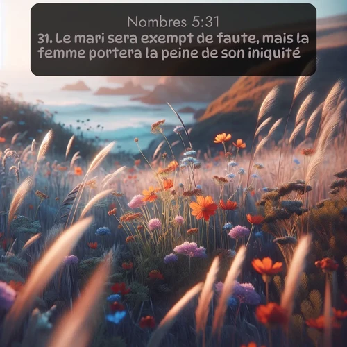 Segond Nombres  ; image nature: image avec le verset biblique :Le mari sera exempt de faute, mais la femme portera la peine de son iniquité. ;  ; 5:31