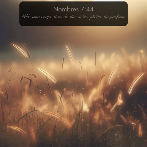 Segond Nombres  ; image nature: image avec le verset biblique :une coupe d&#039;or de dix sicles, pleine de parfum; ;  ; 7:44
