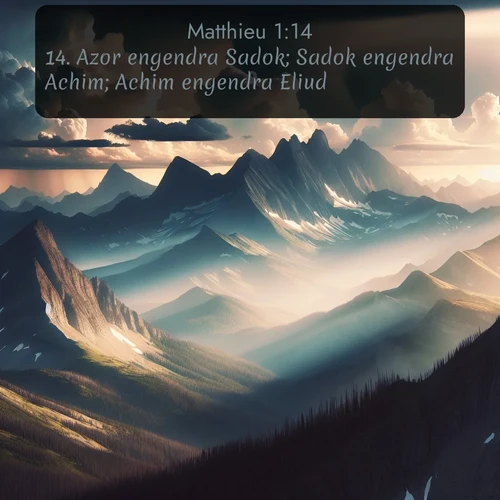 Segond Évangile selon Matthieu  ; image nature: image avec le verset biblique :Azor engendra Sadok; Sadok engendra Achim; Achim engendra Eliud; ;  ; 1:14