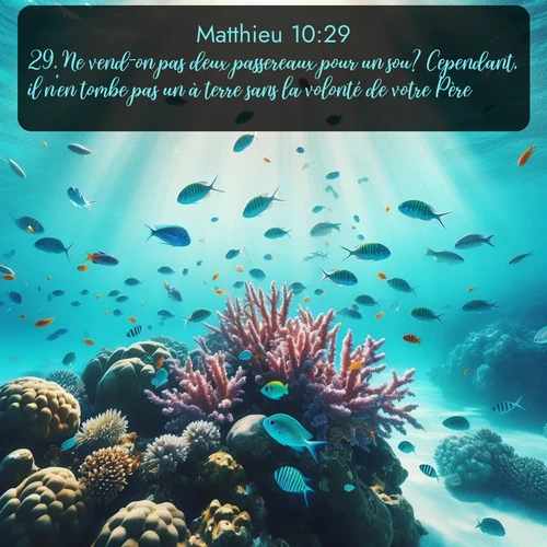 Segond Évangile selon Matthieu  ; image nature: image avec le verset biblique :Ne vend-on pas deux passereaux pour un sou? Cependant, il n&#039;en tombe pas un à terre sans la volonté de votre Père. ;  ; 10:29