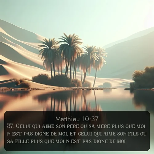 Segond Évangile selon Matthieu  ; image nature: image avec le verset biblique :Celui qui aime son père ou sa mère plus que moi n&#039;est pas digne de moi, et celui qui aime son fils ou sa fille plus que moi n&#039;est pas digne de moi; ;  ; 10:37