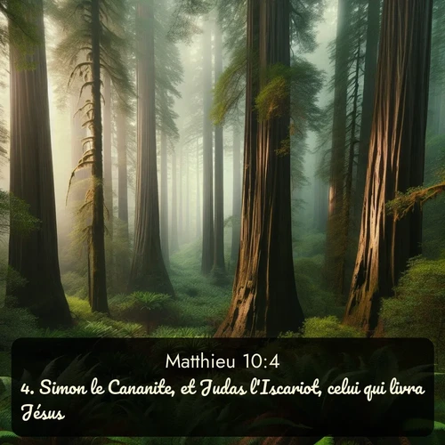 Segond Évangile selon Matthieu  ; image nature: image avec le verset biblique :Simon le Cananite, et Judas l&#039;Iscariot, celui qui livra Jésus. ;  ; 10:4