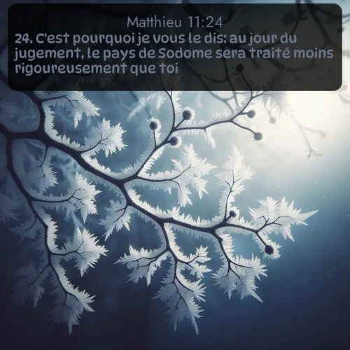Segond Évangile selon Matthieu  ; image nature: image avec le verset biblique :C&#039;est pourquoi je vous le dis: au jour du jugement, le pays de Sodome sera traité moins rigoureusement que toi. ;  ; 11:24