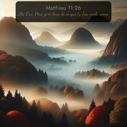 Segond Évangile selon Matthieu  ; image nature: image avec le verset biblique :Oui, Père, je te loue de ce que tu l&#039;as voulu ainsi. ;  ; 11:26
