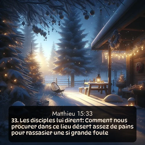 Segond Évangile selon Matthieu  ; image nature: image avec le verset biblique :Les disciples lui dirent: Comment nous procurer dans ce lieu désert assez de pains pour rassasier une si grande foule? ;  ; 15:33