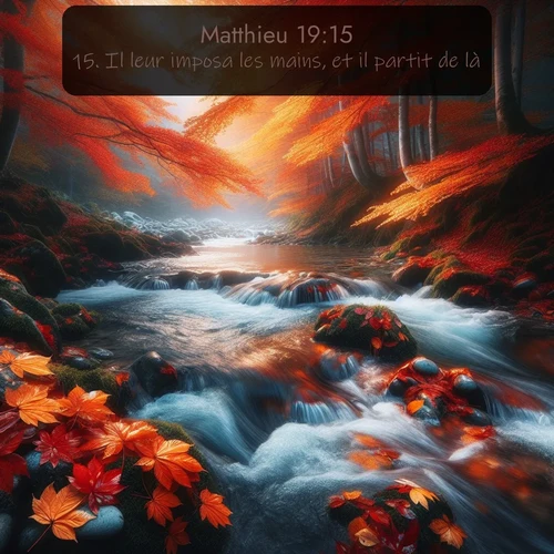 Segond Évangile selon Matthieu  ; image nature: image avec le verset biblique :Il leur imposa les mains, et il partit de là. ;  ; 19:15