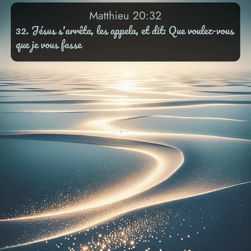 Segond Évangile selon Matthieu  ; image nature: image avec le verset biblique :Jésus s&#039;arrêta, les appela, et dit: Que voulez-vous que je vous fasse? ;  ; 20:32