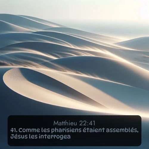Segond Évangile selon Matthieu  ; image nature: image avec le verset biblique :Comme les pharisiens étaient assemblés, Jésus les interrogea, ;  ; 22:41