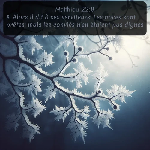 Segond Évangile selon Matthieu  ; image nature: image avec le verset biblique :Alors il dit à ses serviteurs: Les noces sont prêtes; mais les conviés n&#039;en étaient pas dignes. ;  ; 22:8