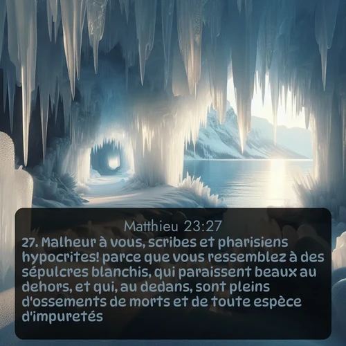 Segond Évangile selon Matthieu  ; image nature: image avec le verset biblique :Malheur à vous, scribes et pharisiens hypocrites! parce que vous ressemblez à des sépulcres blanchis, qui paraissent beaux au dehors, et qui, au dedans, sont pleins d&#039;ossements de morts et de toute espèce d&#039;impuretés. ;  ; 23:27