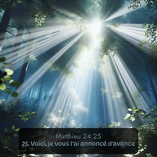 Segond Évangile selon Matthieu  ; image nature: image avec le verset biblique :Voici, je vous l&#039;ai annoncé d&#039;avance. ;  ; 24:25