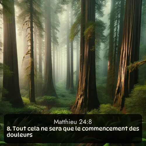 Segond Évangile selon Matthieu  ; image nature: image avec le verset biblique :Tout cela ne sera que le commencement des douleurs. ;  ; 24:8