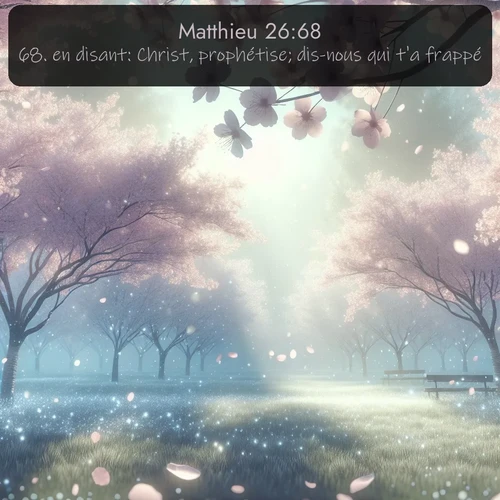 Segond Évangile selon Matthieu  ; image nature: image avec le verset biblique :en disant: Christ, prophétise; dis-nous qui t&#039;a frappé. ;  ; 26:68