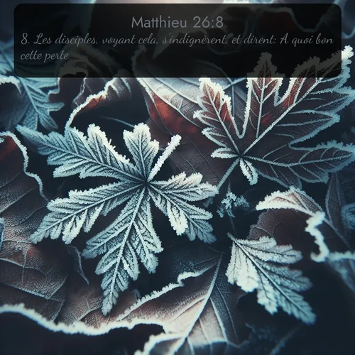 Segond Évangile selon Matthieu  ; image nature: image avec le verset biblique :Les disciples, voyant cela, s&#039;indignèrent, et dirent: A quoi bon cette perte? ;  ; 26:8