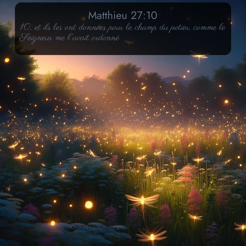 Segond Évangile selon Matthieu  ; image nature: image avec le verset biblique :et ils les ont données pour le champ du potier, comme le Seigneur me l&#039;avait ordonné. ;  ; 27:10
