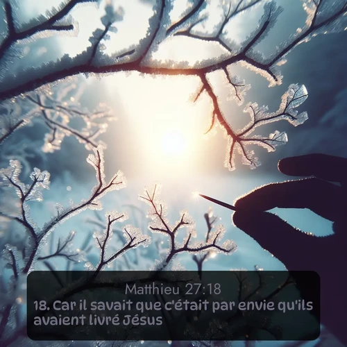Segond Évangile selon Matthieu  ; image nature: image avec le verset biblique :Car il savait que c&#039;était par envie qu&#039;ils avaient livré Jésus. ;  ; 27:18