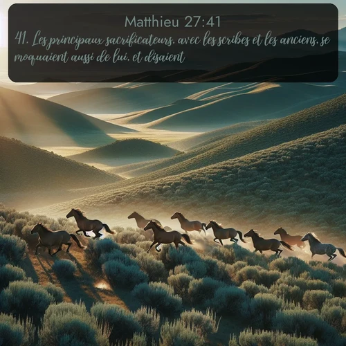 Segond Évangile selon Matthieu  ; image nature: image avec le verset biblique :Les principaux sacrificateurs, avec les scribes et les anciens, se moquaient aussi de lui, et disaient: ;  ; 27:41