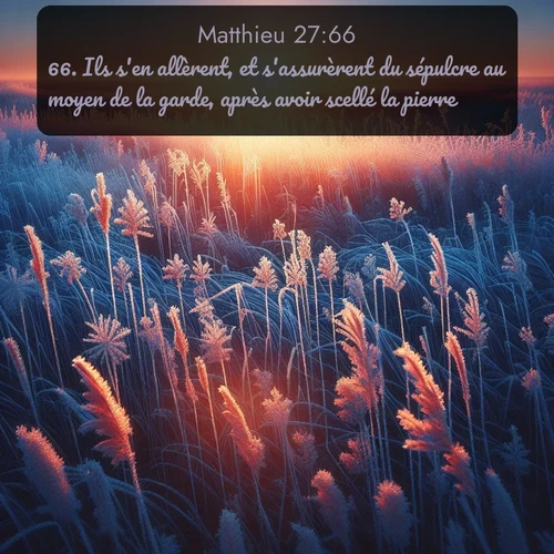 Segond Évangile selon Matthieu  ; image nature: image avec le verset biblique :Ils s&#039;en allèrent, et s&#039;assurèrent du sépulcre au moyen de la garde, après avoir scellé la pierre. ;  ; 27:66