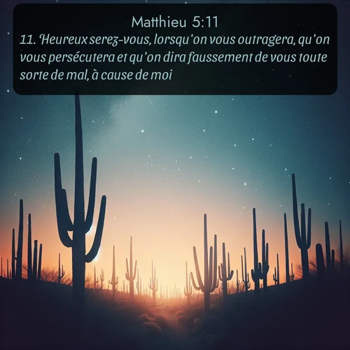 Segond Évangile selon Matthieu  ; image nature: image avec le verset biblique :Heureux serez-vous, lorsqu&#039;on vous outragera, qu&#039;on vous persécutera et qu&#039;on dira faussement de vous toute sorte de mal, à cause de moi. ;  ; 5:11