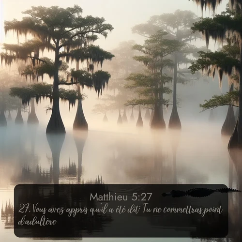 Segond Évangile selon Matthieu  ; image nature: image avec le verset biblique :Vous avez appris qu&#039;il a été dit: Tu ne commettras point d&#039;adultère. ;  ; 5:27