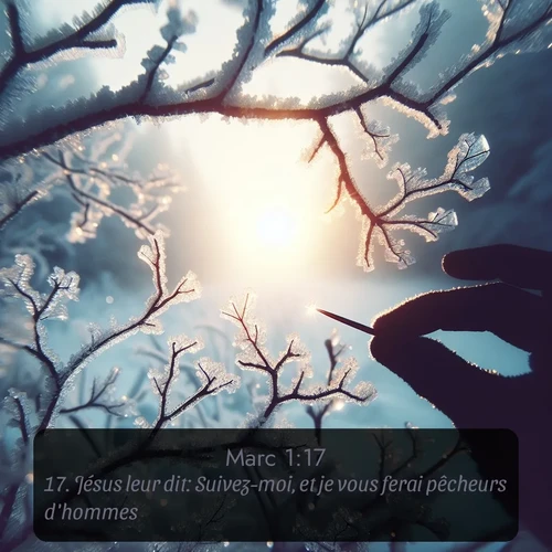 Segond Évangile selon Marc  ; image nature: image avec le verset biblique :Jésus leur dit: Suivez-moi, et je vous ferai pêcheurs d&#039;hommes. ;  ; 1:17