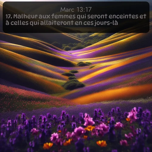 Segond Évangile selon Marc  ; image nature: image avec le verset biblique :Malheur aux femmes qui seront enceintes et à celles qui allaiteront en ces jours-là! ;  ; 13:17