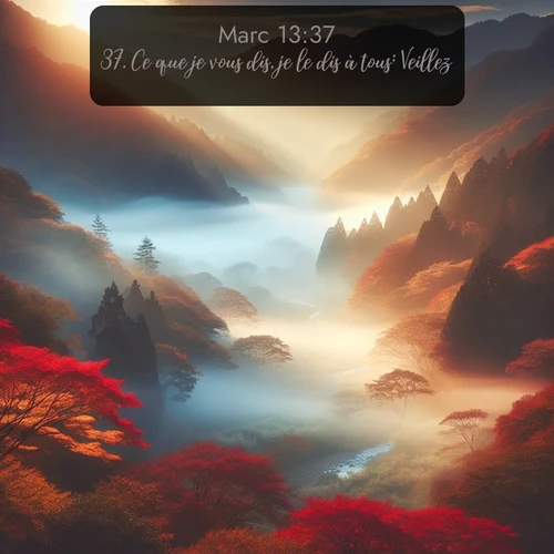 Segond Évangile selon Marc  ; image nature: image avec le verset biblique :Ce que je vous dis, je le dis à tous: Veillez. ;  ; 13:37