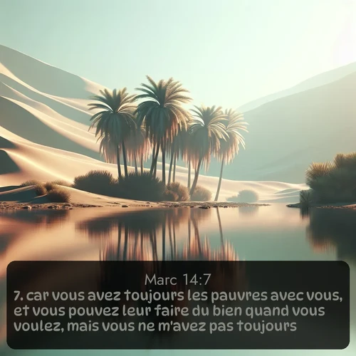 Segond Évangile selon Marc  ; image nature: image avec le verset biblique :car vous avez toujours les pauvres avec vous, et vous pouvez leur faire du bien quand vous voulez, mais vous ne m&#039;avez pas toujours. ;  ; 14:7