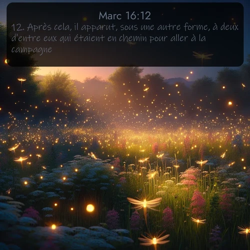 Segond Évangile selon Marc  ; image nature: image avec le verset biblique :Après cela, il apparut, sous une autre forme, à deux d&#039;entre eux qui étaient en chemin pour aller à la campagne. ;  ; 16:12