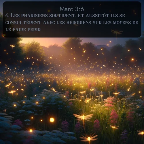 Segond Évangile selon Marc  ; image nature: image avec le verset biblique :Les pharisiens sortirent, et aussitôt ils se consultèrent avec les hérodiens sur les moyens de le faire périr. ;  ; 3:6