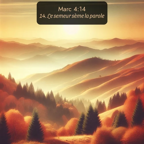 Segond Évangile selon Marc  ; image nature: image avec le verset biblique :Le semeur sème la parole. ;  ; 4:14