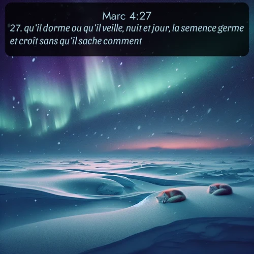 Segond Évangile selon Marc  ; image nature: image avec le verset biblique :qu&#039;il dorme ou qu&#039;il veille, nuit et jour, la semence germe et croît sans qu&#039;il sache comment. ;  ; 4:27