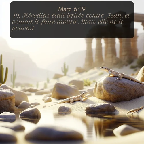 Segond Évangile selon Marc  ; image nature: image avec le verset biblique :Hérodias était irritée contre Jean, et voulait le faire mourir. Mais elle ne le pouvait; ;  ; 6:19