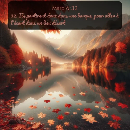 Segond Évangile selon Marc  ; image nature: image avec le verset biblique :Ils partirent donc dans une barque, pour aller à l&#039;écart dans un lieu désert. ;  ; 6:32