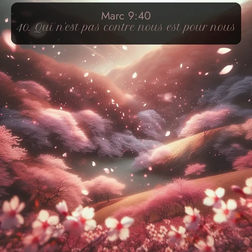 Segond Évangile selon Marc  ; image nature: image avec le verset biblique :Qui n&#039;est pas contre nous est pour nous. ;  ; 9:40