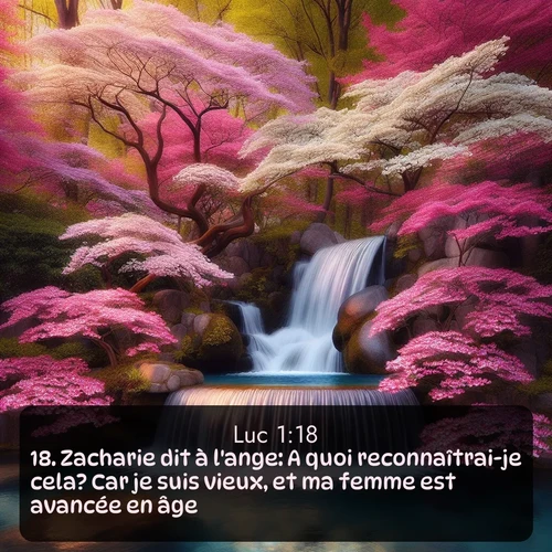 Segond Évangile selon Luc  ; image nature: image avec le verset biblique :Zacharie dit à l&#039;ange: A quoi reconnaîtrai-je cela? Car je suis vieux, et ma femme est avancée en âge. ;  ; 1:18