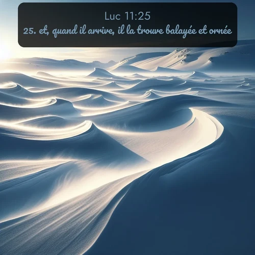 Segond Évangile selon Luc  ; image nature: image avec le verset biblique :et, quand il arrive, il la trouve balayée et ornée. ;  ; 11:25