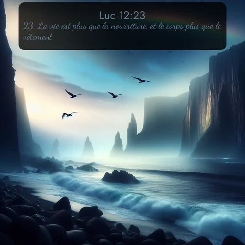 Segond Évangile selon Luc  ; image nature: image avec le verset biblique :La vie est plus que la nourriture, et le corps plus que le vêtement. ;  ; 12:23