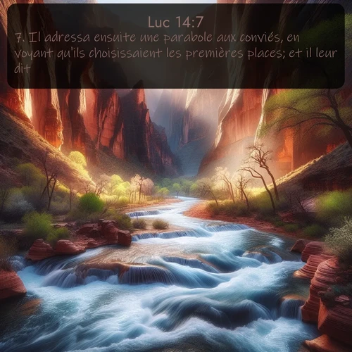 Segond Évangile selon Luc  ; image nature: image avec le verset biblique :Il adressa ensuite une parabole aux conviés, en voyant qu&#039;ils choisissaient les premières places; et il leur dit: ;  ; 14:7
