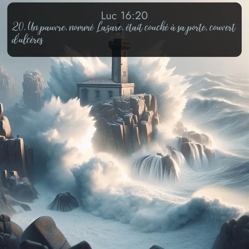 Segond Évangile selon Luc  ; image nature: image avec le verset biblique :Un pauvre, nommé Lazare, était couché à sa porte, couvert d&#039;ulcères, ;  ; 16:20