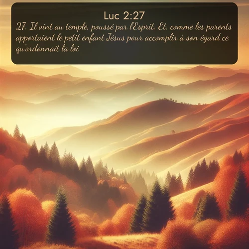 Segond Évangile selon Luc  ; image nature: image avec le verset biblique :Il vint au temple, poussé par l&#039;Esprit. Et, comme les parents apportaient le petit enfant Jésus pour accomplir à son égard ce qu&#039;ordonnait la loi, ;  ; 2:27