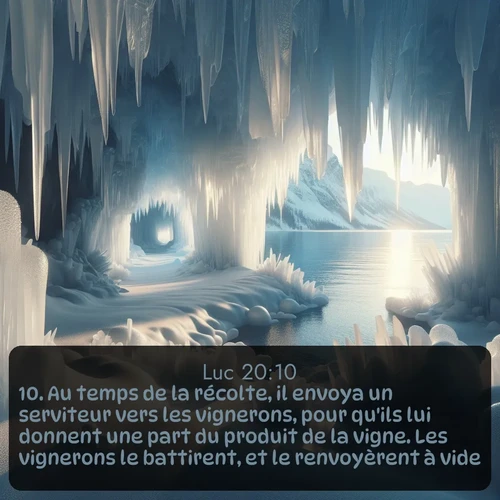 Segond Évangile selon Luc  ; image nature: image avec le verset biblique :Au temps de la récolte, il envoya un serviteur vers les vignerons, pour qu&#039;ils lui donnent une part du produit de la vigne. Les vignerons le battirent, et le renvoyèrent à vide. ;  ; 20:10