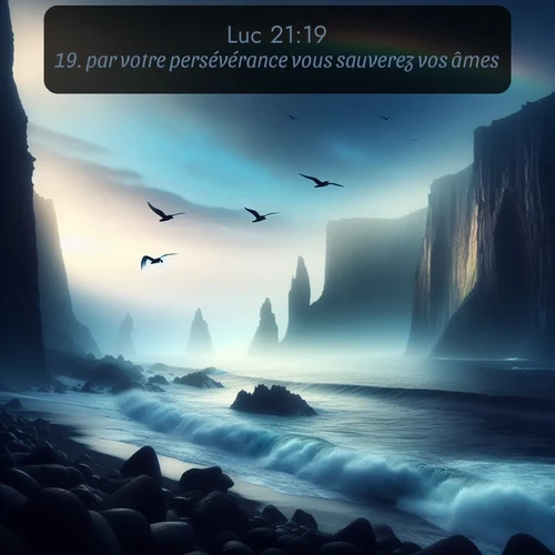 Segond Évangile selon Luc  ; image nature: image avec le verset biblique :par votre persévérance vous sauverez vos âmes. ;  ; 21:19